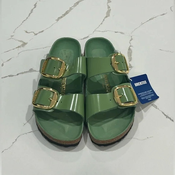 Birkenstock Olive Sandals with Gold Accents - Picture 1 of 5